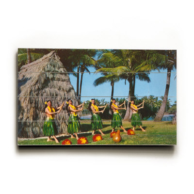 Hula Dancers, Grass Hut, Hawaii Wood Sign Hula Dancers, Grass Hut, Hawaii Wood Sign