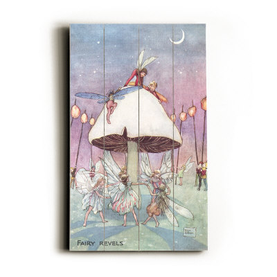 Fairies Dancing under Toadstool Wood Sign Fairies Dancing under Toadstool Wood Sign