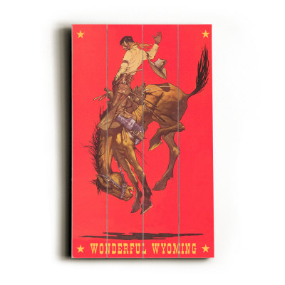 Wonderful Wyoming, Bucking Bronco Wood Sign Wonderful Wyoming, Bucking Bronco Wood Sign