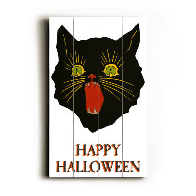 Happy Halloween, Black Cat Wood Sign Happy Halloween, Black Cat Wood Sign