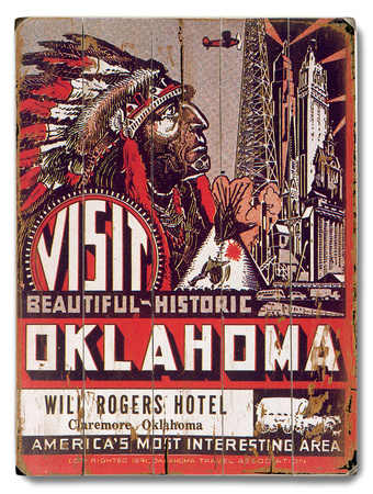 Visit Oklahoma Will Rogers Hotel Wood Sign Visit Oklahoma Will Rogers Hotel Wood Sign