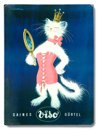French Cat and Mirror Cosmetic Wood Sign French Cat and Mirror Cosmetic Wood Sign