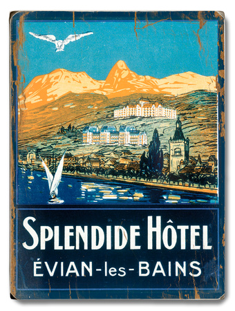 Splendide Hotel, Evian les Bains Wood Sign Splendide Hotel, Evian les Bains Wood Sign