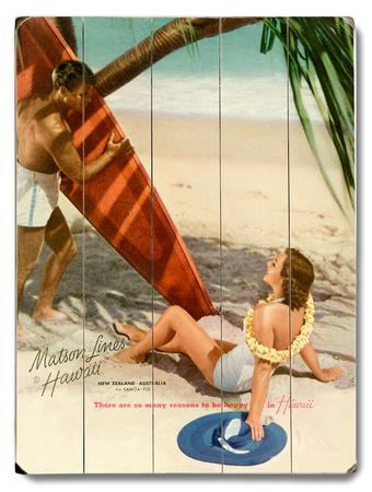 Matson Surf Couple Wood Sign Matson Surf Couple Wood Sign