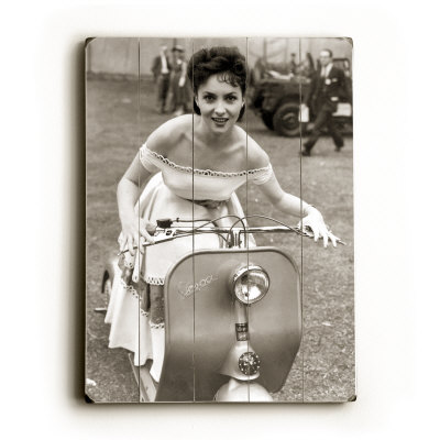 Gina Lollobrigida Vespa Wood Sign Gina Lollobrigida Vespa Wood Sign