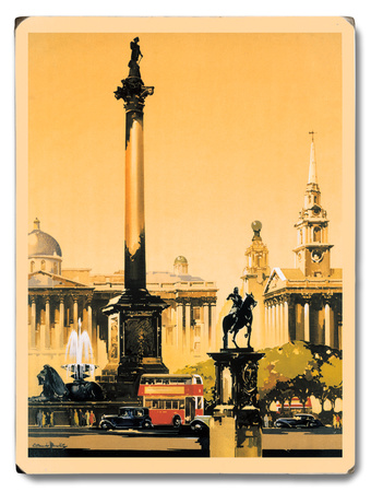 London - Trafalgar Square, 1948-1965 Wood Sign London - Trafalgar Square, 1948-1965 Wood Sign