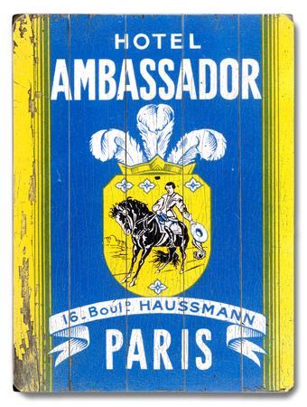 Hotel Ambassador Paris Wood Sign Hotel Ambassador Paris Wood Sign