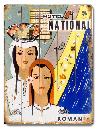 Hotel National Romania Wood Sign Hotel National Romania Wood Sign