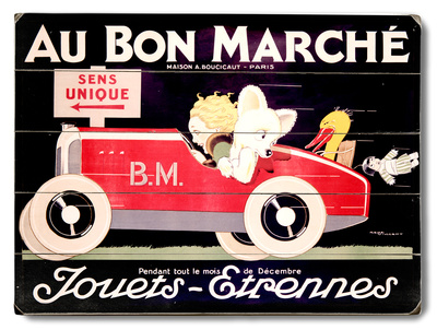 Childrens Au Bon Marche Roadster Wood Sign Childrens Au Bon Marche Roadster Wood Sign