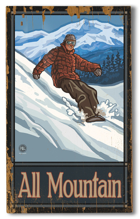 Snowboarder - All Mountain Wood Sign Snowboarder - All Mountain Wood Sign