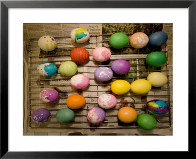 easter eggs pictures print. Easter Eggs Drying on a Rack,