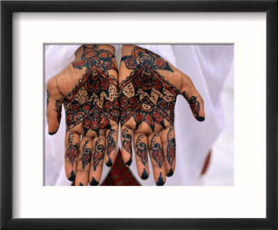 Person Displaying Henna Hand Tattoos Djibouti Djibouti Framed Photographic
