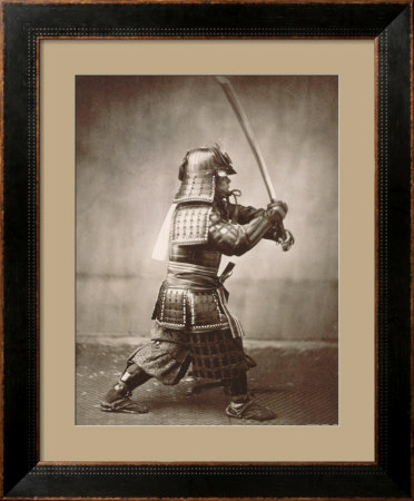 Samurai Brandishing Sword Framed Print Samurai Brandishing Sword Framed Print