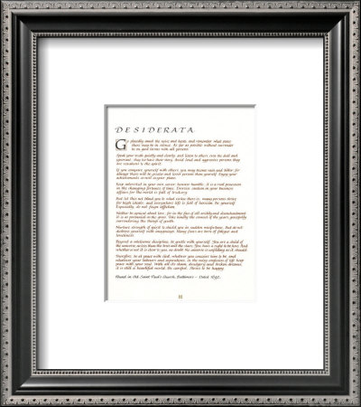 Desiderata Framed Print Desiderata Framed Print