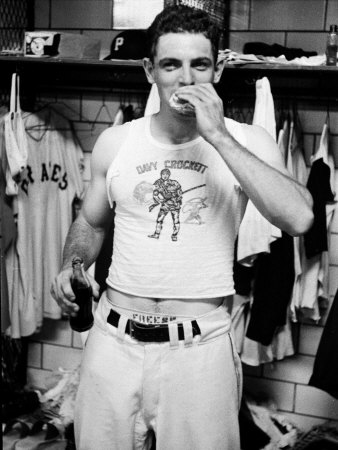 Pittsburgh Pirates' First Baseman Dale Long in the Locker Room Stretched Canvas Print