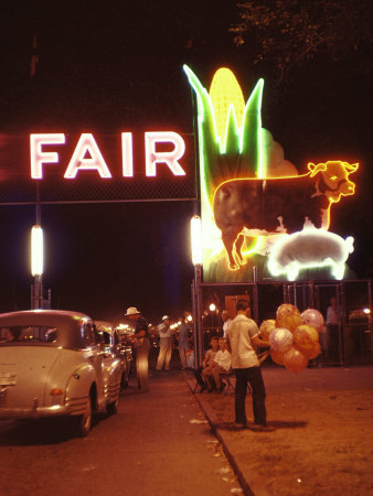 Man Selling Balloons at Entrance of Iowa State Fair Stretched Canvas Print