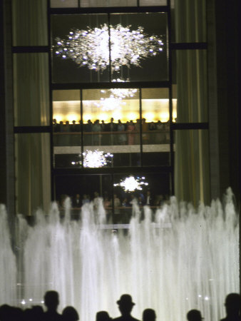 Plaza Outside the New Metropolitan Opera House, Opening Night at Lincoln Center Stretched Canvas Print
