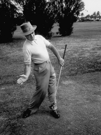 Golfer Sam Snead Demonstrating Sweep of Right Hand in Ben Hogan's Golf Stroke Stretched Canvas Print