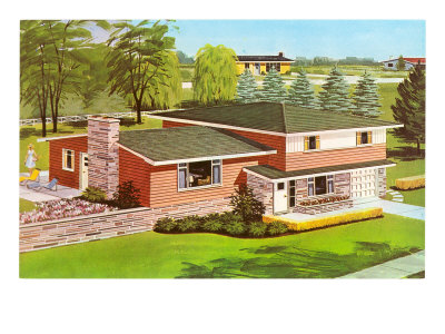 Suburban Home, Illustration Giclee Print Suburban Home, Illustration Giclee Print
