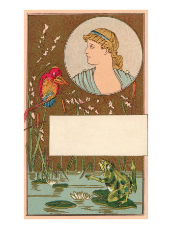 Victorian Frog and Kingfisher Giclee Print Victorian Frog and Kingfisher Giclee Print