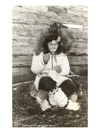 Eskimo Girl Ivory Carver Giclee Print Eskimo Girl Ivory Carver Giclee Print