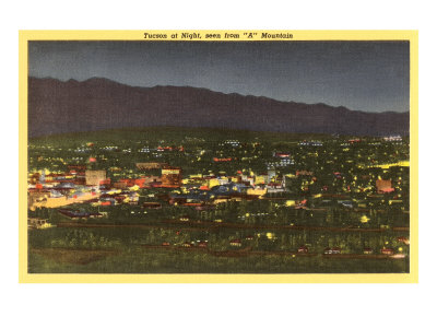 City at Night, Tucson, Arizona Giclee Print City at Night, Tucson, Arizona Giclee Print