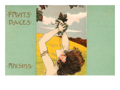 Girl with Grapes, Art Nouveau Giclee Print Girl with Grapes, Art Nouveau Giclee Print