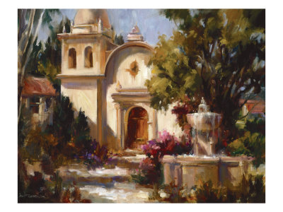 Mission Fountain Giclee Print Mission Fountain Giclee Print