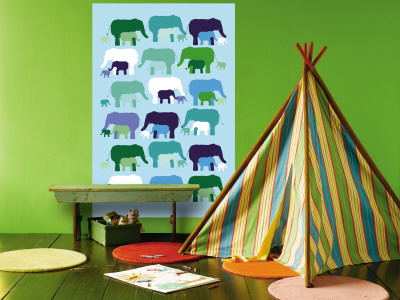 Blue Elephant Pattern Wall Mural Blue Elephant Pattern Wall Mural