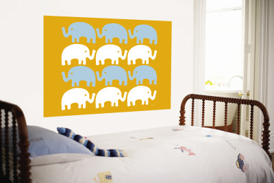 Orange Elephant Family Wall Mural Orange Elephant Family Wall Mural