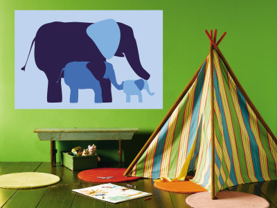 Blue Elephants Wall Mural Blue Elephants Wall Mural