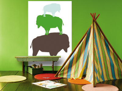 Green Buffalo Wall Mural Green Buffalo Wall Mural