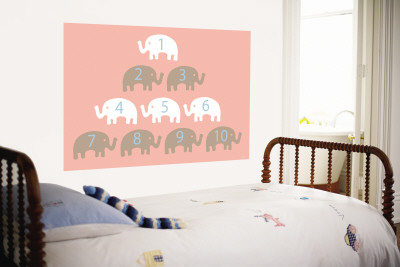 Pink Counting Elephants Wall Mural Pink Counting Elephants Wall Mural