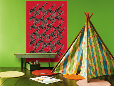 Red Giraffe Pattern Wall Mural Red Giraffe Pattern Wall Mural