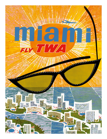 Fly TWA Miami c.1963 Giclee Print Fly TWA Miami c.1963 Giclee Print