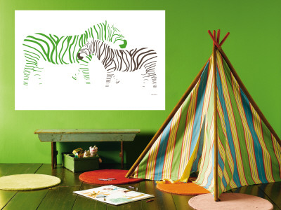 Green Zebra Wall Mural Green Zebra Wall Mural
