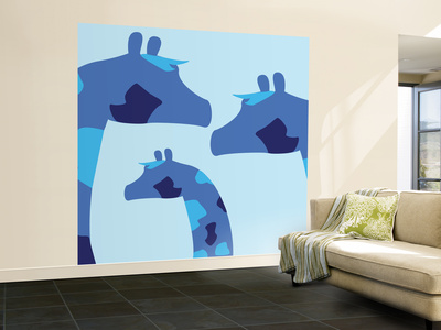 Blue Giraffes Wall Mural – Large Blue Giraffes Wall Mural – Large