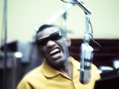Ray Charles in the Recording Studio Stretched Canvas Print