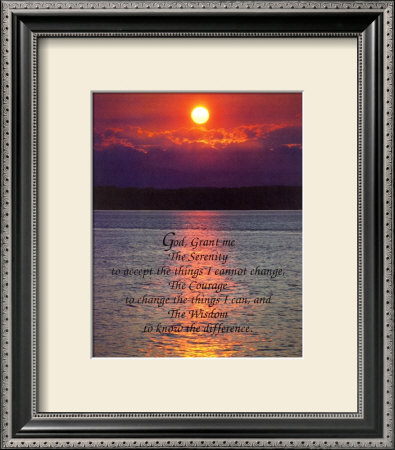 Serenity Prayer and Sea Sunset Framed Print Serenity Prayer and Sea Sunset Framed Print