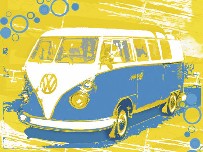 Vintage VW Bus Print zoom view in room