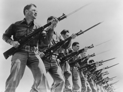 World War II, Bayonet Practice at a U.S. Army Training Camp, 