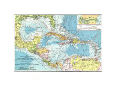Central America, Cuba, Porto Rico, And The Islands Of The Caribbean Sea Stretched Canvas Print
