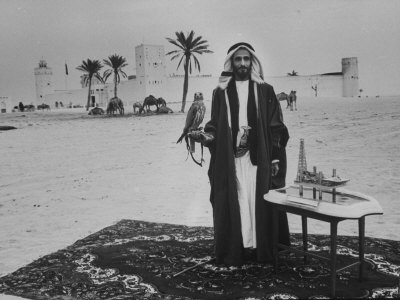 Camels Inspected by Sheik Shakhbut, Ruler of Oil-Rich Kingdom Abu Dhabi Stretched Canvas Print