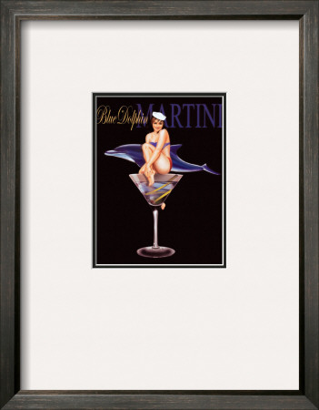 Blue Dolphin Martini Framed Print Blue Dolphin Martini Framed Print