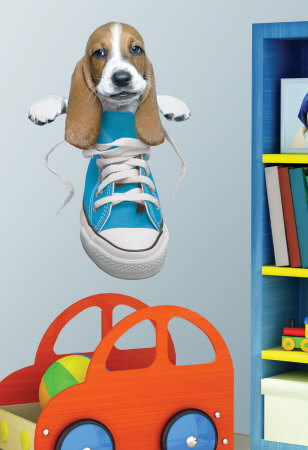 Puppy In Blue Sneaker Wall Decal Puppy In Blue Sneaker Wall Decal