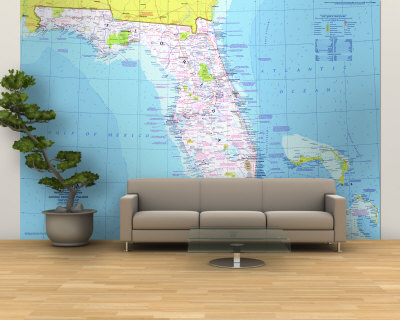 Florida Map 1973 Wall Mural – Large Florida Map 1973 Wall Mural – Large