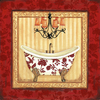 Red Demask Bath I Print Red Demask Bath I Print