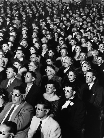 Opening Night Screening of First Color 3-D Movie "Bwana Devil," Paramount Theater, Hollywood, CA Stretched Canvas Print