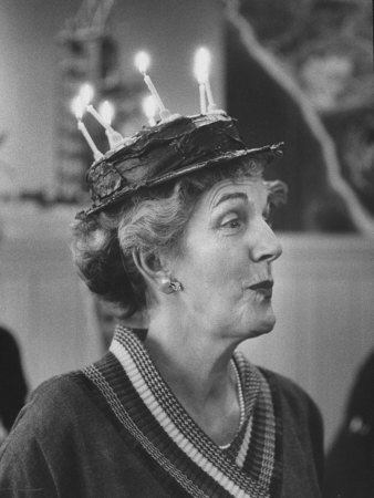 Wives of Missile Men Celebrating Husbands' Work on Satellites with Silly Hats Stretched Canvas Print