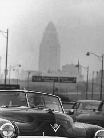 Los Angeles Smog Stretched Canvas Print
